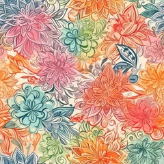 Foto op Canvas Vibrant and colorful floral seamless pattern, perfect for adding a touch of liveliness to any design project. © Gogi