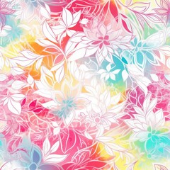 Fototapeta na wymiar Vibrant and colorful floral seamless pattern, perfect for adding a touch of liveliness to any design project.