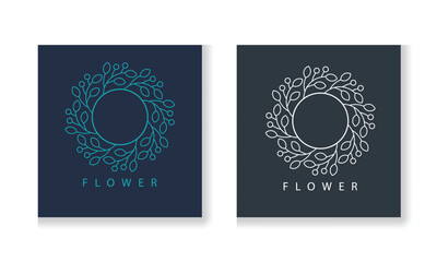 Vector logo design template and emblem made with leaves and flowers - luxury beauty spa concept - badge for yoga studios, holistic medicine centers, natural and organic food products and packaging