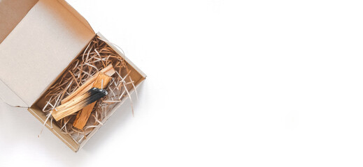 Tarot, astrology, esoteric, occult mystical ritual box gift. Self care, mental health, Palo Santo Aromatherapy, Witchcraft, mysticism and occultism, esoteric background, Tarot banner