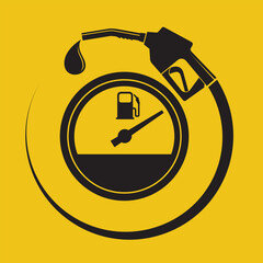 gasoline fuel pump nozzle poster isolated on yellow background