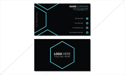 black color business card template, Modern business card design, Creative business card design, Official business card design
