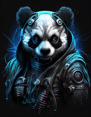 Cyberpunk Panda realistic illustration generated with AI tools