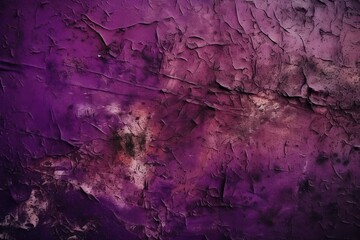 Purple grunge rusty background. Old rough concrete distressed texture. The wall of the building with cracks. Close-up. Crushed broken damaged surface. AI generative