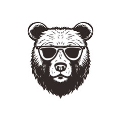 Bear mascot logo wearing glasses. Graphic Design Template