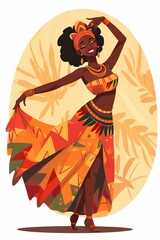 illustration, african dancer woman, ai generative