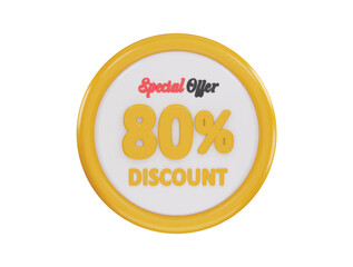 80 percent discount special offer icon 3d rendering vector illustration