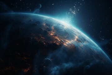 Fototapeta na wymiar Atmosphere view of earth from space. Generative AI