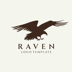 Raven logo design vector illustration