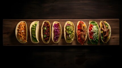 Fresh and Spicy Tacos: Mexican food made with fresh ingredients and spices. Whether at a party, as a buffet, in a restaurant or as finger food. - Generative AI