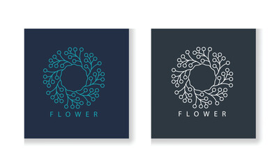 Fototapeta na wymiar Flower abstract Logo design vector template Linear style.