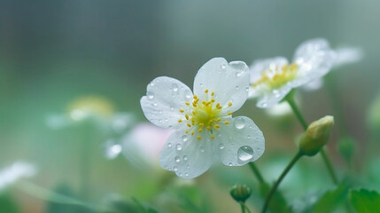 several Japanese Diphylleia grayi, transparent petals
