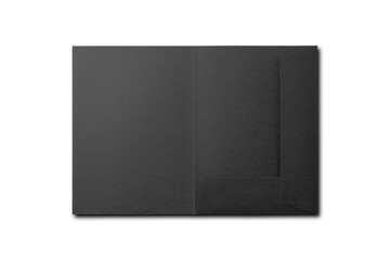 Black paper folder mockup isolated on white background.3d rendering.