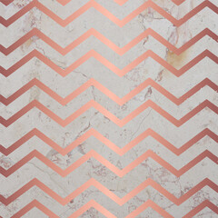 rose golden chevron  on marble background 