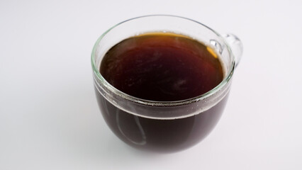 A glass coffee cup