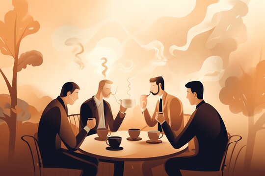 coffee talk background, meeting, wallpaper, illustration, coffee time