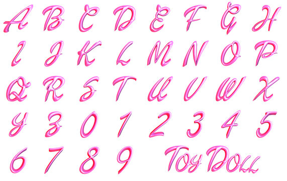 Girl Toy Hot pink toy girl alphabet - 3D Render
