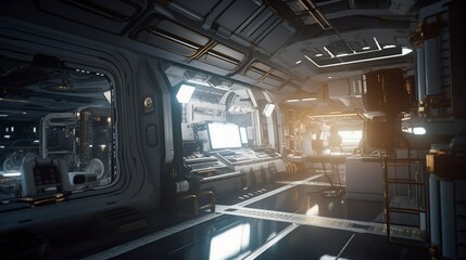 illustration, detailed space station, ai generative