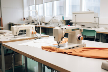 fashion design college classroom workshop with sewing machine  Generative AI