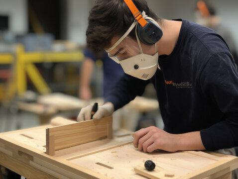 A Student in Wood Shop | Generative AI