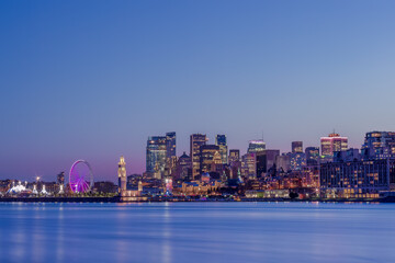 The blue hour on downtown montreal skyline