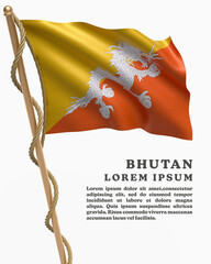 White Backround Flag Of  BHUTAN