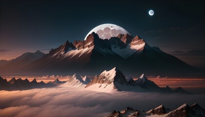 Moon and mountains