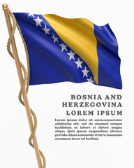 White Backround Flag Of  BOSNIA AND HERZEGOVINA