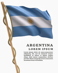 White Backround Flag Of  ARGENTINA