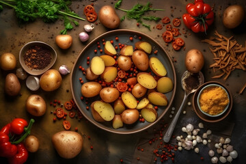 Delicious home fries with lots of ingredients. Generative AI