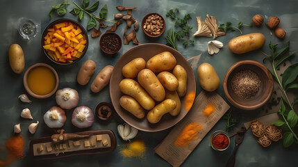 Delicious home fries with lots of ingredients. Generative AI