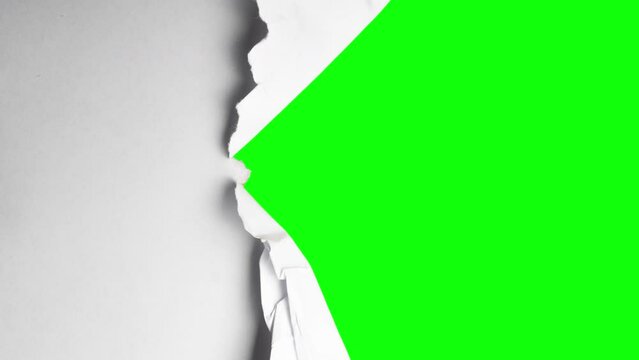 Paper animation over green screen Stop motion, Paper Sheets Tearing from the Center