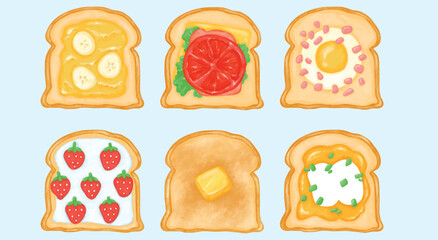 set of bread toast
