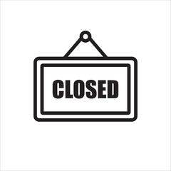 Closed vector icon. Closed flat sign design. Closed symbol pictogram. Illustration of nameplate vector icon. UX UI icon