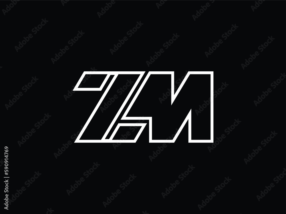 Fototapete z m zm mz icon logo design vector illustration initial letter monogram template concept. linear univ