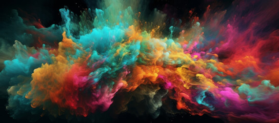 Fototapeta na wymiar Colorful nebula or cloud in space. Illustration AI Generative.