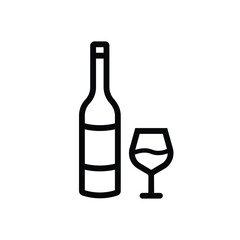 Wine bottle vector icon. Alcohol icon. Alhocol flat sign design. Wine and glass symbol pictogram. UX UI icon