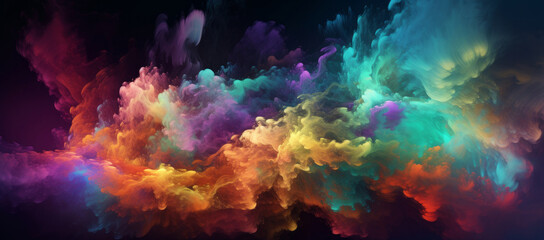 Naklejka na ściany i meble Colorful nebula or cloud in space. Illustration AI Generative.