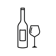 Wine bottle vector icon. Alcohol icon. Alhocol flat sign design. Wine and glass symbol pictogram. UX UI icon