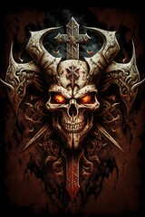demonic skull on the cross
