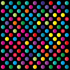 Pattern of colored dots on black background