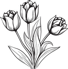 Tulip flowers silhouette vector illustration , SVG