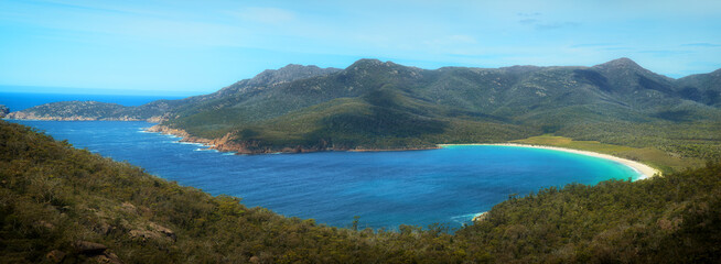 Wineglass bay, one of the most beautiful bay in Freycinet national Park in Tasmania