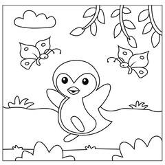 Vector penguin coloring pages for kids