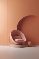 Fototapeta na wymiar Gorgeous futuristic simple shaped minimal lounge sitting illustration made with Generative AI 