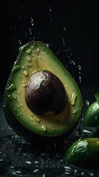 Seamless Water Droplets on Avocado Background - Generative AI