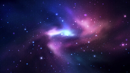 Space vector background with realistic nebula and shining stars. Magic colorful galaxy with stardust