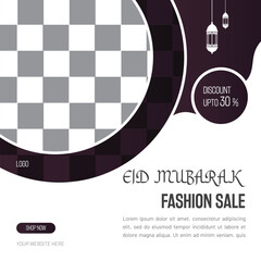 Editable Ramadan Kareem Luxury Eid Mubarak Fashion Sale Social Media Sale Post, Islamic Ornament Background, Ramadan Sale Social Media Banner Web Banner, Square Flyer Template With Photo Space