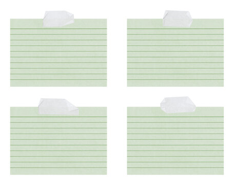 Karteikarten mit Klebestreifen auf transparentem Hintergrund, freigestellt, png Datei