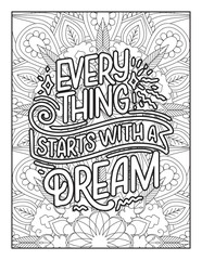 motivational quotes coloring pages design .inspirational words coloring book pages design. Hand drawn with inspiration word. Coloring for adult and kids. Vector Illustration. Positive quotes coloring 